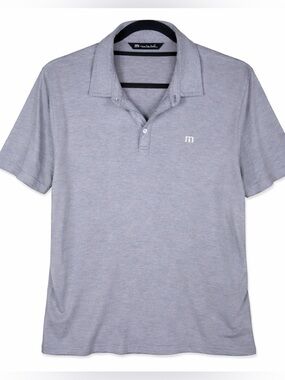 Travis Mathew Golf Polo Pima Cotton Gray Striped Performance Casual Men L